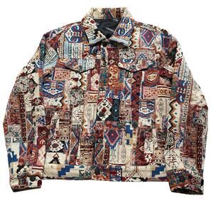 Valabasas Mens Picasso LT Multi Abstract Tapestry Cropped Fit Jacket Size Small
